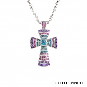 Theo Fennell 18k White Gold Multi-Gem Set Cross Pendant?